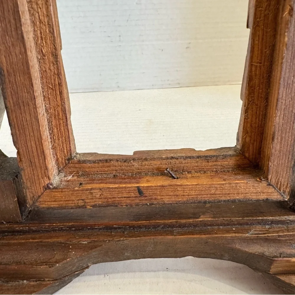 Antique Carved Wood Vanity Dresser Swivel Mirror Picture Frame Only Hand Made